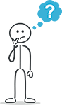 A drawing of a stick person with a thought bubble.