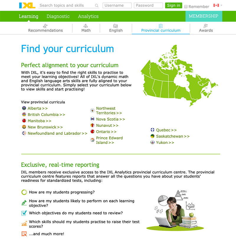 IXL site screen capture.