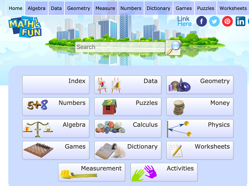 Math is Fun site screen capture.