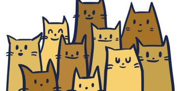 Un groupe de chats de dessin animé.