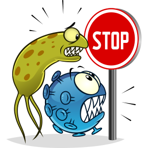 virus and bacteria cartoon